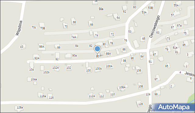 Krosno, Decowskiego Stanisława, ks., 90, mapa Krosna