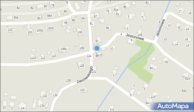 Krosno, Decowskiego Stanisława, ks., 99, mapa Krosna