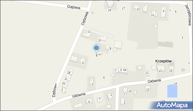 Krzeptów, Dębowa, 6, mapa Krzeptów