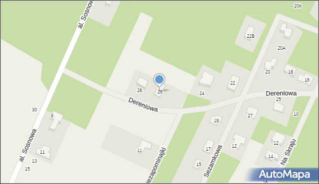 Książenice, Dereniowa, 26, mapa Książenice