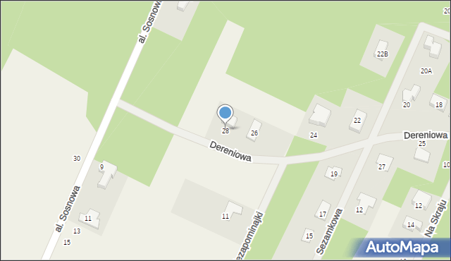 Książenice, Dereniowa, 28, mapa Książenice