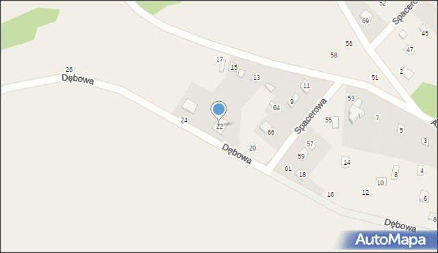 Kucoby, Dębowa, 22, mapa Kucoby