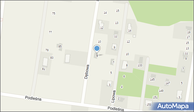 Kuriany, Dębowa, 8, mapa Kuriany