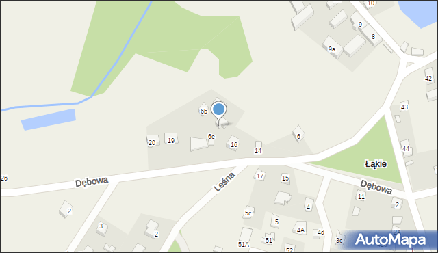 Łąkie, Dębowa, 18a, mapa Łąkie