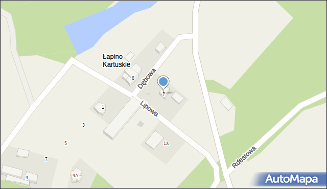 Łapino Kartuskie, Dębowa, 7, mapa Łapino Kartuskie