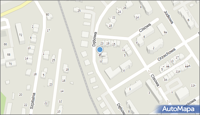 Łask, Dębowa, 14, mapa Łask