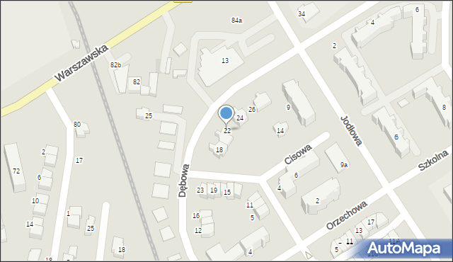 Łask, Dębowa, 22, mapa Łask