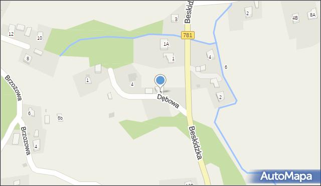 Łękawica, Dębowa, 2, mapa Łękawica