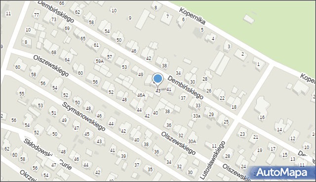Leszno, Dembińskiego Henryka, gen., 43, mapa Leszno