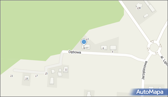 Leźno, Dębowa, 8, mapa Leźno