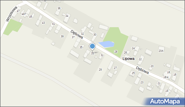 Lipowa, Dębowa, 33, mapa Lipowa