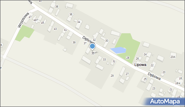 Lipowa, Dębowa, 35, mapa Lipowa