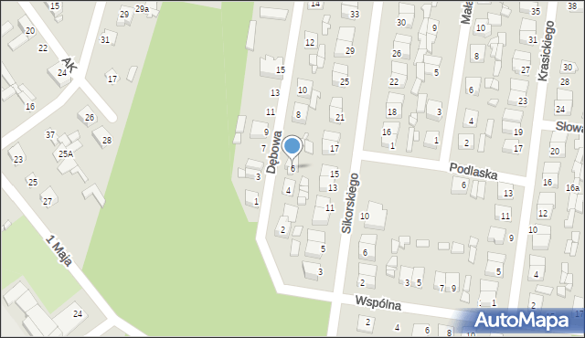 Łochów, Dębowa, 6, mapa Łochów