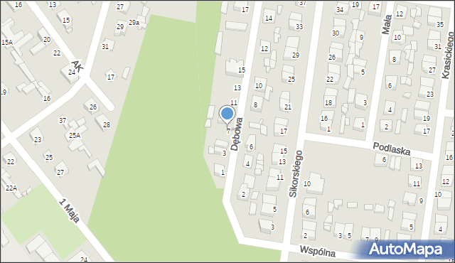 Łochów, Dębowa, 7, mapa Łochów