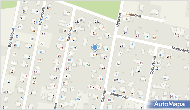 Łochowo, Dębowa, 17a, mapa Łochowo