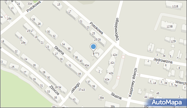 Łódź, Dębowskiego Jana, 8, mapa Łodzi