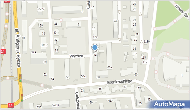 Łódź, Deotymy, 34, mapa Łodzi
