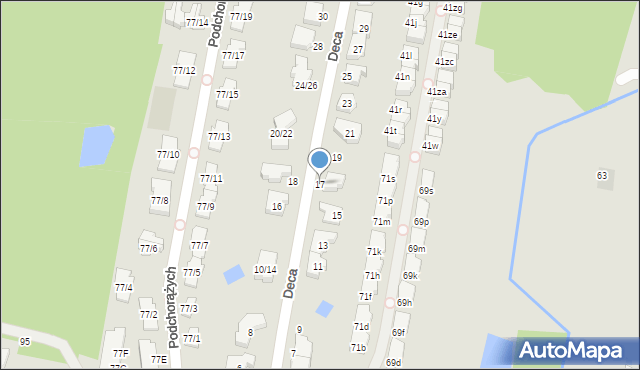 Łódź, Deca Wacława, płk., prof., 17, mapa Łodzi