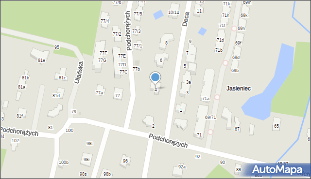 Łódź, Deca Wacława, płk., prof., 4, mapa Łodzi