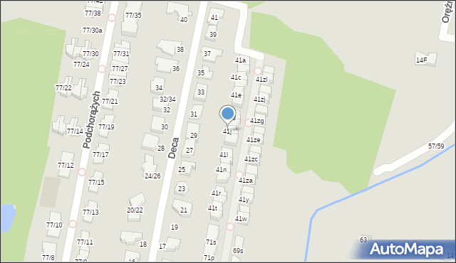 Łódź, Deca Wacława, płk., prof., 41j, mapa Łodzi