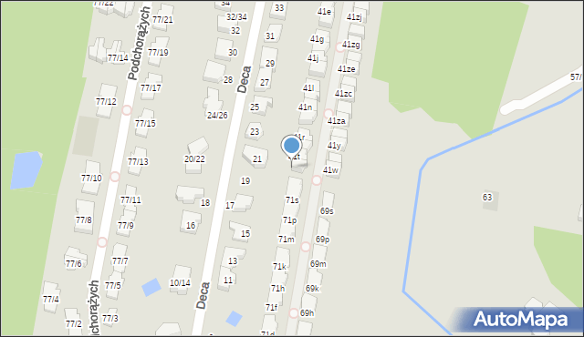 Łódź, Deca Wacława, płk., prof., 41u, mapa Łodzi