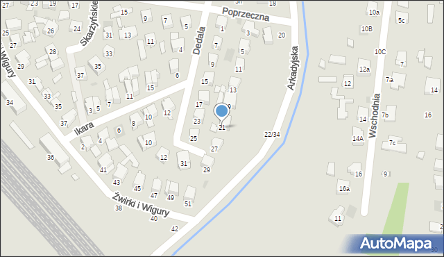 Łowicz, Dedala, 21, mapa Łowicza