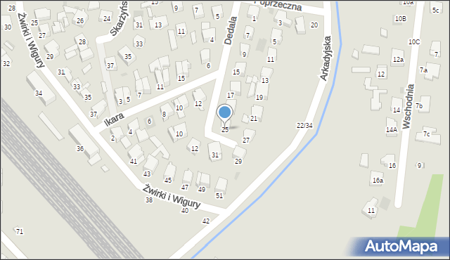 Łowicz, Dedala, 25, mapa Łowicza