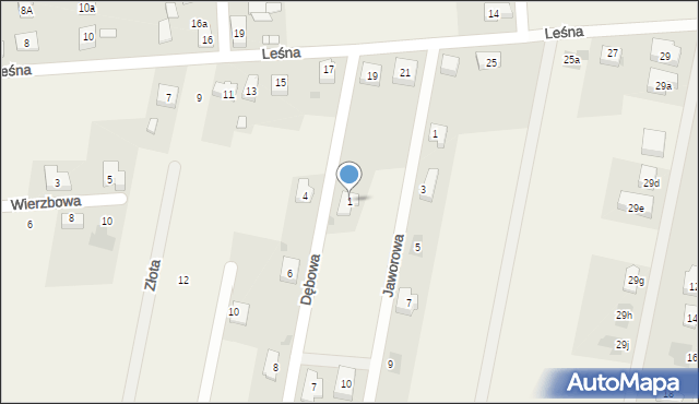 Lutynia, Dębowa, 1, mapa Lutynia