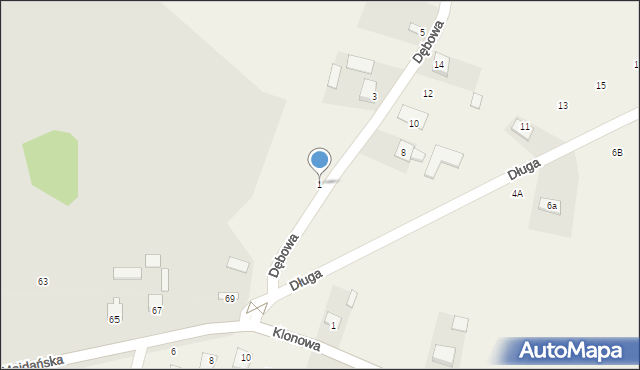 Majdan Górny, Dębowa, 1, mapa Majdan Górny