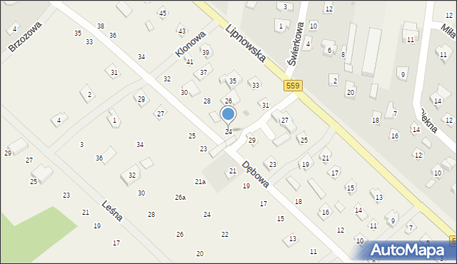 Maszewo Duże, Dębowa, 24, mapa Maszewo Duże