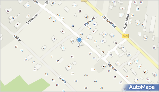 Maszewo Duże, Dębowa, 27, mapa Maszewo Duże