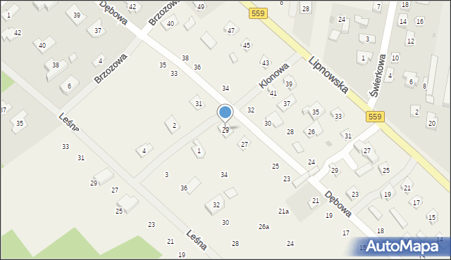 Maszewo Duże, Dębowa, 29, mapa Maszewo Duże