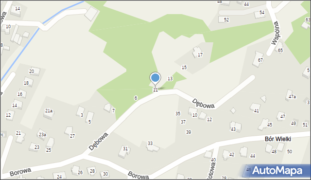 Meszna, Dębowa, 11, mapa Meszna