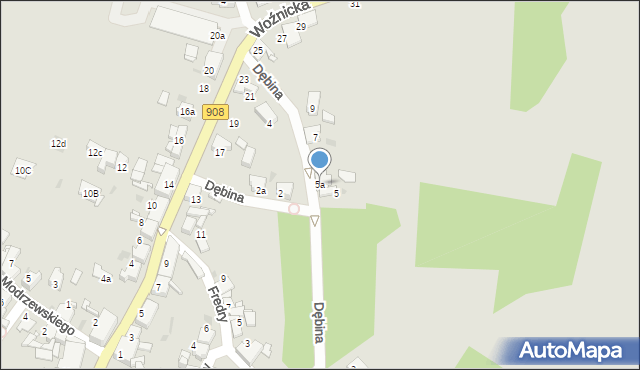 Miasteczko Śląskie, Dębina, 5a, mapa Miasteczko Śląskie