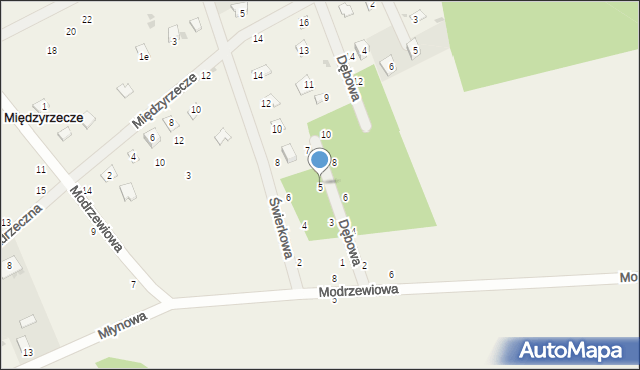 Międzyrzecze, Dębowa, 5, mapa Międzyrzecze