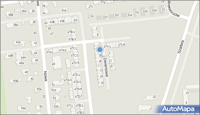 Mielec, Dereniowa, 16, mapa Mielca