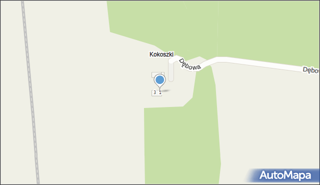 Mienia, Dębowa, 1, mapa Mienia