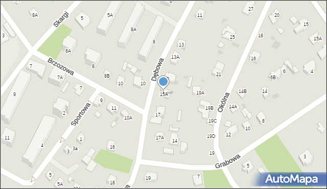 Milanówek, Dębowa, 15A, mapa Milanówek