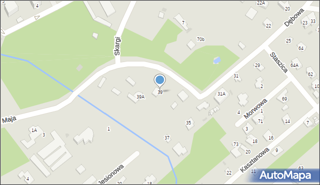 Milanówek, Dębowa, 39, mapa Milanówek