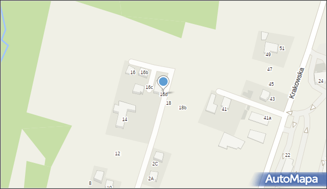 Mogilany, Dębowa, 16d, mapa Mogilany