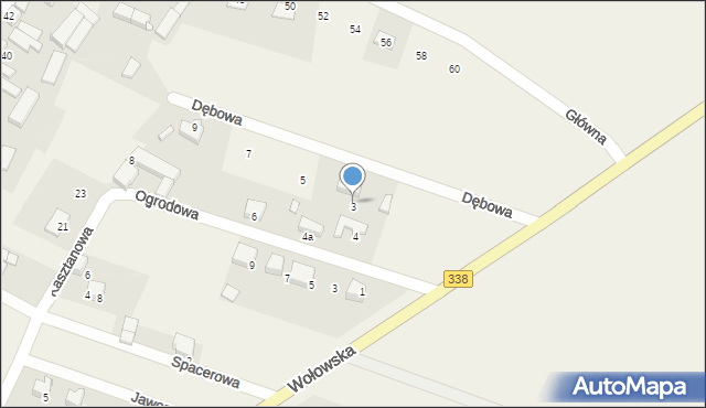 Mojęcice, Dębowa, 3, mapa Mojęcice