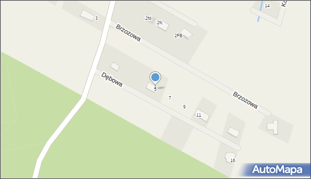 Myśliszów, Dębowa, 5, mapa Myśliszów