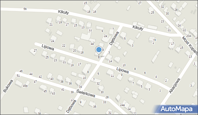 Myszyniec, Dębowa, 6, mapa Myszyniec