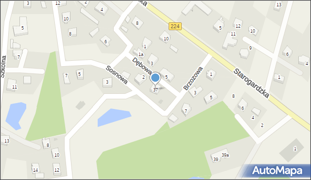 Nowa Karczma, Dębowa, 37, mapa Nowa Karczma
