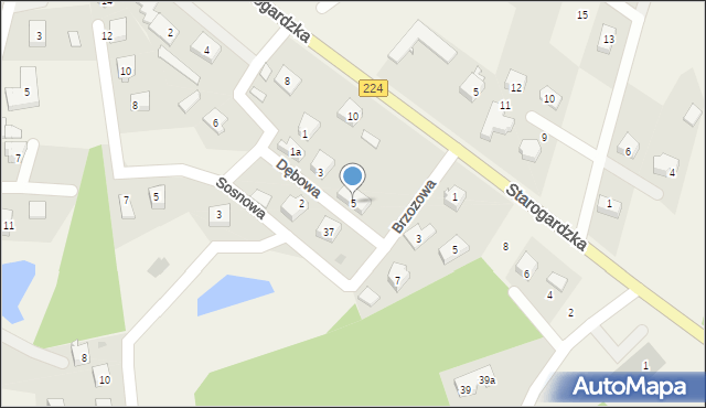 Nowa Karczma, Dębowa, 5, mapa Nowa Karczma