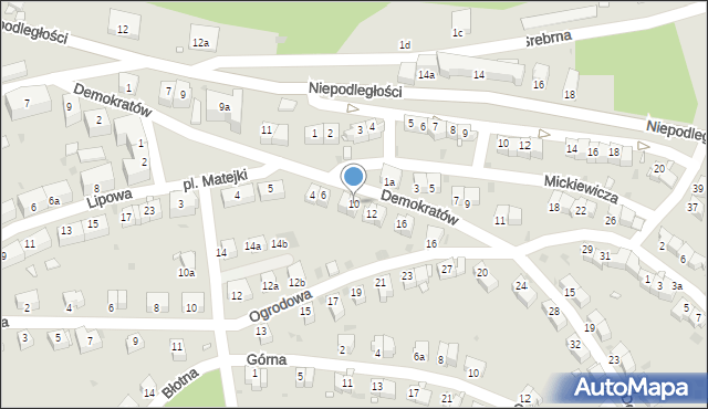 Nowa Ruda, Demokratów, 10, mapa Nowa Ruda