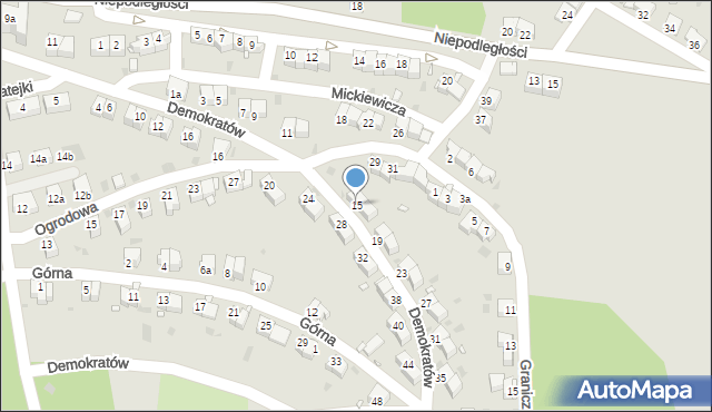 Nowa Ruda, Demokratów, 15, mapa Nowa Ruda