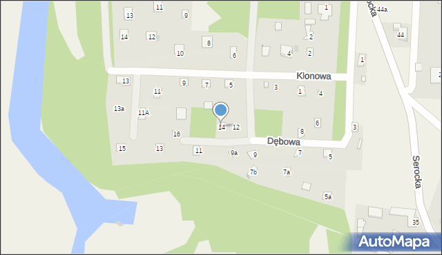 Nowa Wieś, Dębowa, 14, mapa Nowa Wieś