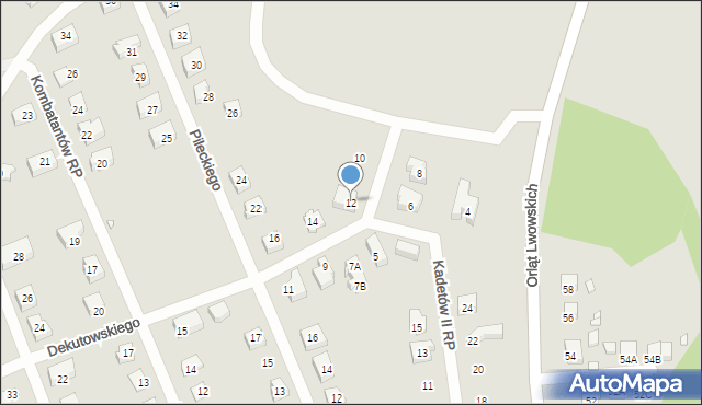 Nysa, Dekutowskiego-Zapory Hieronima, mjr., 12, mapa Nysy