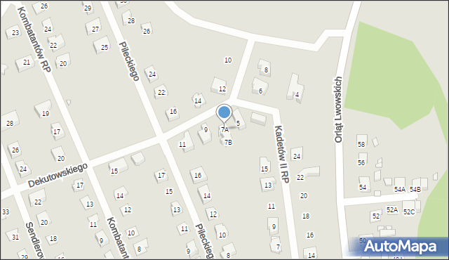 Nysa, Dekutowskiego-Zapory Hieronima, mjr., 7A, mapa Nysy